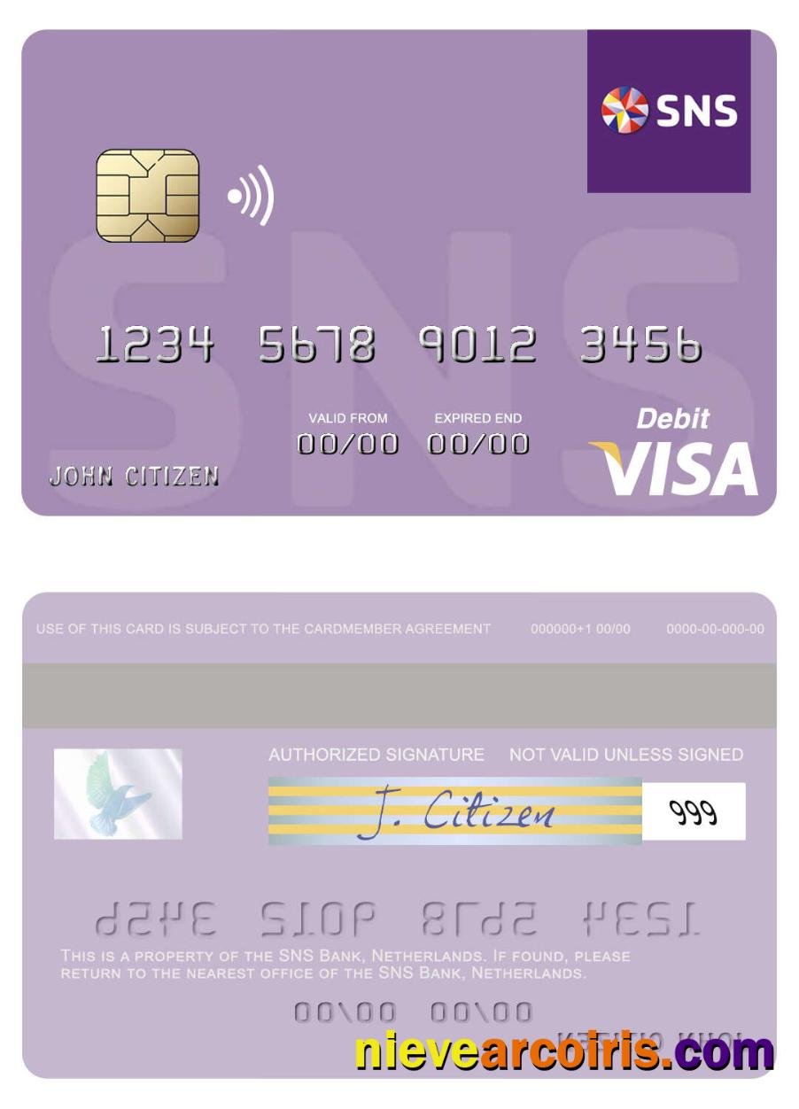 Netherlands SNS Bank visa debit card